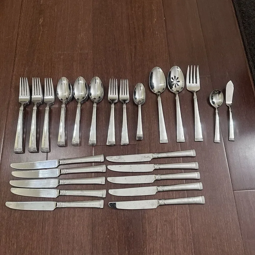 Lot of 51 Pcs. MIKASA Rope Flatware Spoons Forks Knives Stainless Rope Bands